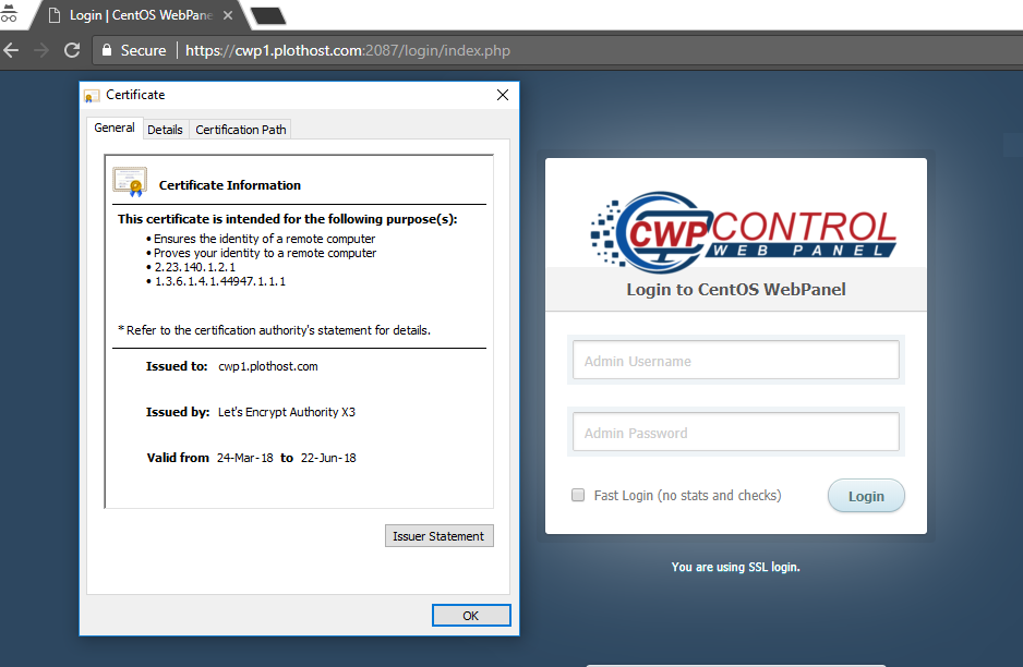 Set Up An SSL Certificate For Hostname On CentOS Web Panel PlotHost